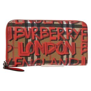 BURBERRY Nova Check Graffiti Long Wallet PVC Beige Auth 143015M